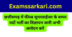 Cg Sarkari Jobs 2025 Filed Supervisor Job